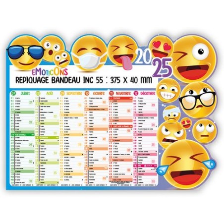 Calendrier découpé bancaire 2025 personnalisé EMOTICONS Matières : carton personnalisable avec votre logo