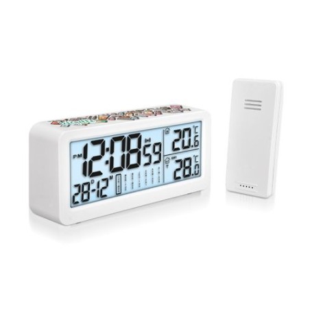 Pendulette Réveil Multifonctions Éco-responsable avec Capteur de Température Extérieure - Personnalisée cadeau entreprise pas ch