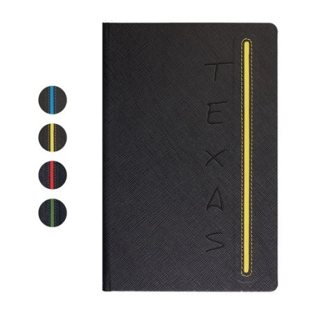 Carnet Personnalisable de Qualité TEXAS Couleurs : noir Matières : papier (FSC) cadeau entreprise pas cher