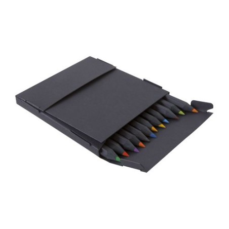 Étui noir personnalisé pour 12 crayons couleur - Cadeau d'entreprise cadeau collaborateur premium