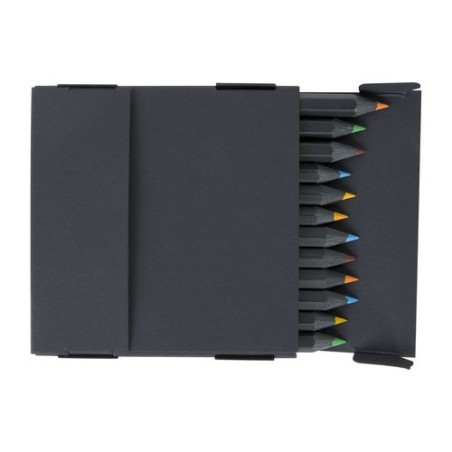 Étui noir personnalisé pour 12 crayons couleur - Cadeau d'entreprise personnalisation rapide en France