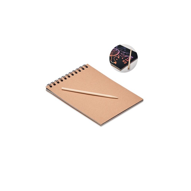 Carnet à gratter personnalisé - BLACK Matières : papier Couleurs : bois