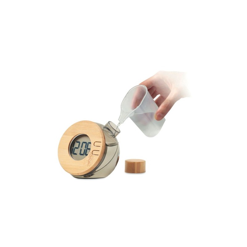 Horloge LCD à eau  en bambou personnalisée - DROPPY LUX Matières : ABS Couleurs : gris transparent