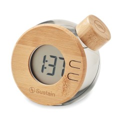 Horloge LCD à eau  en bambou personnalisée - DROPPY LUX Matières : ABS Couleurs : gris transparent cadeau entreprise pas cher