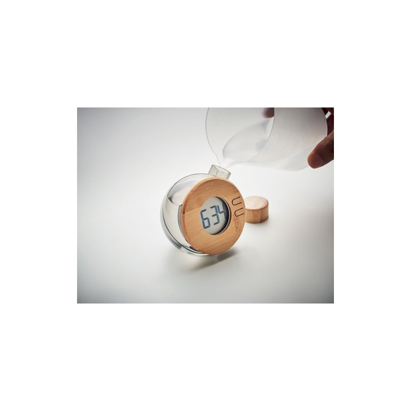 Horloge LCD à eau  en bambou personnalisée - DROPPY LUX Matières : ABS Couleurs : gris transparent impression haute définition