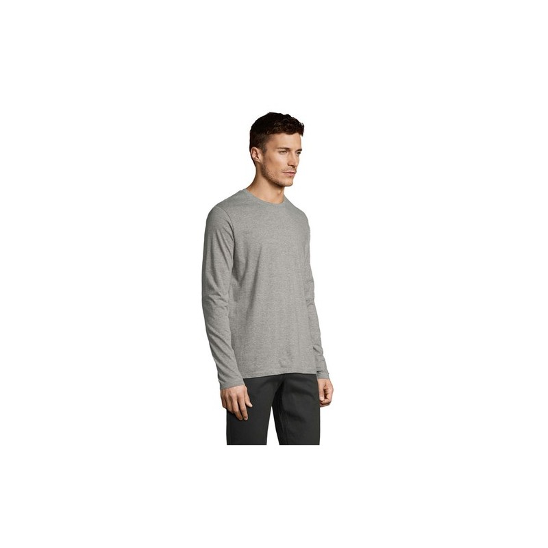 Tee-shirt Homme Personnalisé 100% Coton 190g - IMPERIAL MEN LSL Taille textile : XS Couleurs : gris chiné objet promotionnel éco