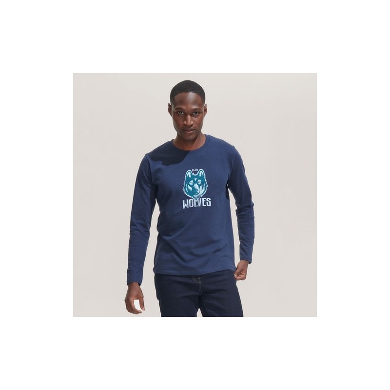 Tee-shirt Homme Personnalisé 100% Coton 190g - IMPERIAL MEN LSL Taille textile : L Couleurs : french navy objet promotionnel éco