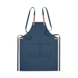 Tablier en coton organique 340 g/m² couleur Nagpur Matières : coton biologique Couleurs : bleu marquage laser ultra précis