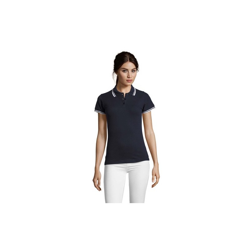 Polo Femme Personnalisé 200g 100% Coton - Pasadena Taille textile : S Couleurs : blanc