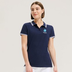 Polo Femme Personnalisé 200g 100% Coton - Pasadena Taille textile : S Couleurs : blanc personnalisation rapide en France