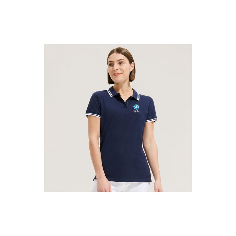 Polo Femme Personnalisé 200g 100% Coton - Pasadena Taille textile : S Couleurs : blanc personnalisation rapide en France