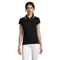 Polo Femme Personnalisé 200g 100% Coton - Pasadena Taille textile : S Couleurs : blanc objet publicitaire robuste