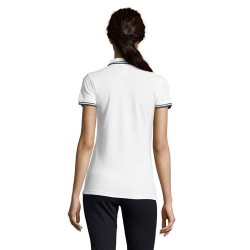 Polo Femme Personnalisé 200g 100% Coton - Pasadena Taille textile : L Couleurs : blanc marquage couleur éclatante