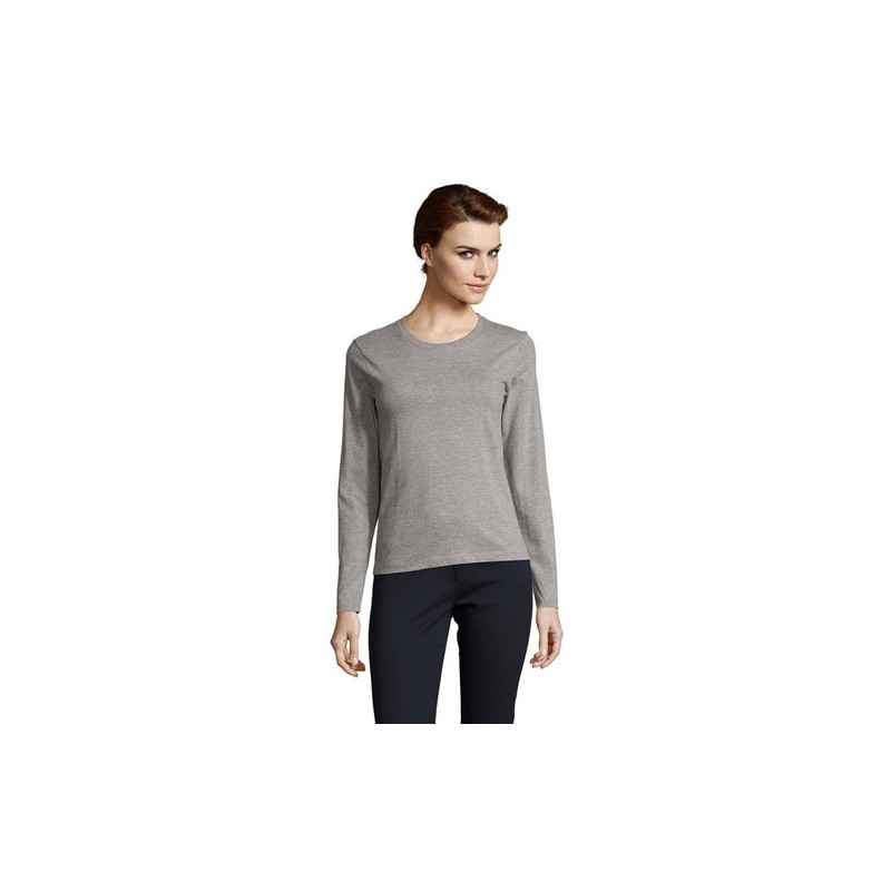 T-shirt Femme Personnalisé Élégant et Confortable - IMPERIAL LSL Taille textile : S Couleurs : gris chiné impression haute défin