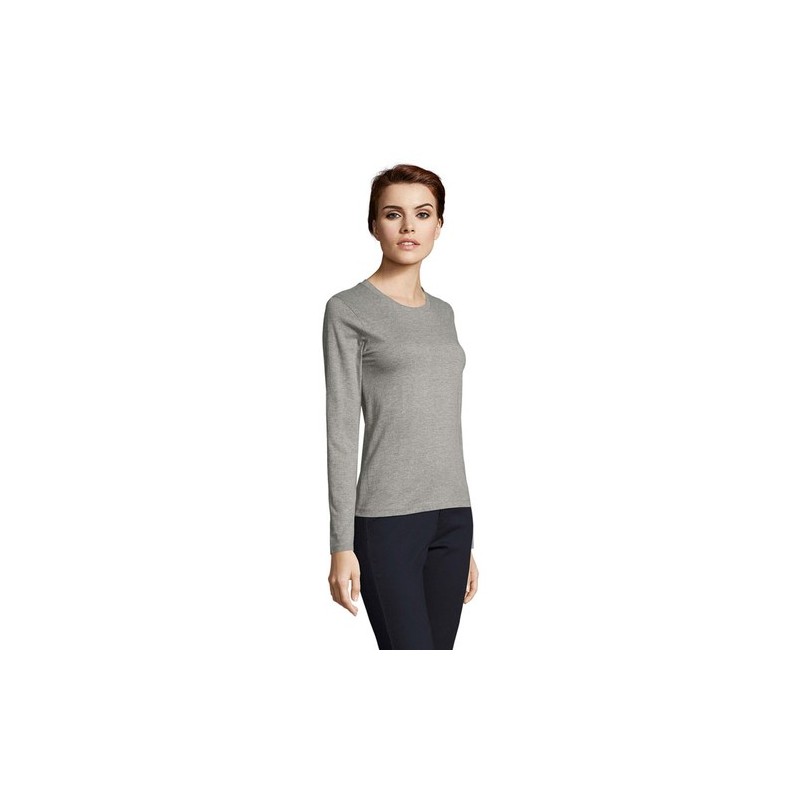 T-shirt Femme Personnalisé Élégant et Confortable - IMPERIAL LSL Taille textile : S Couleurs : gris chiné impression logo haute 