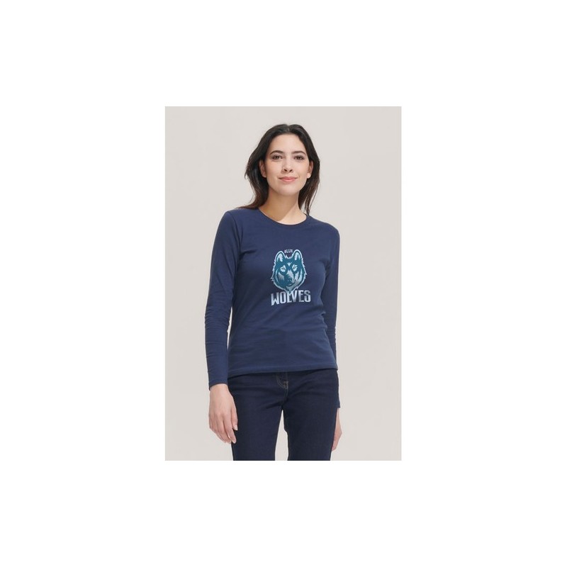 T-shirt Femme Personnalisé Élégant et Confortable - IMPERIAL LSL Taille textile : S Couleurs : gris chiné cadeau affaires élégan