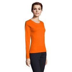 T-shirt Femme Personnalisé Élégant et Confortable - IMPERIAL LSL Taille textile : L Couleurs : orange objet promotionnel éco-res