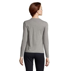 T-shirt Femme Personnalisé Élégant et Confortable - IMPERIAL LSL Taille textile : L Couleurs : gris chiné impression logo haute 