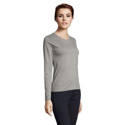 T-shirt Femme Personnalisé Élégant et Confortable - IMPERIAL LSL Taille textile : L Couleurs : gris chiné accessoire événementie