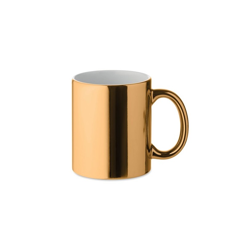 Tasse métalisée en céramique, cadeau d'entreprise HOLLY Matières : grès Couleurs : doré personnalisable avec votre logo