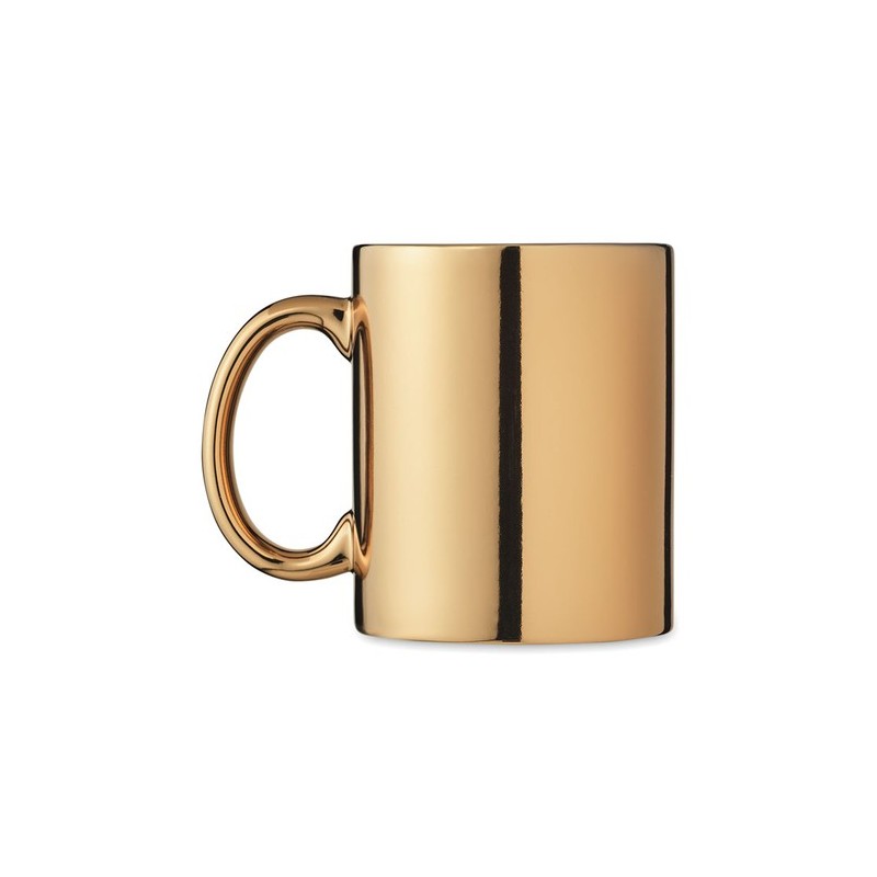 Tasse métalisée en céramique, cadeau d'entreprise HOLLY Matières : grès Couleurs : doré marquage laser ultra précis