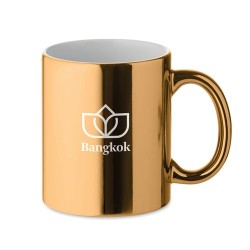 Tasse métalisée en céramique, cadeau d'entreprise HOLLY Matières : grès Couleurs : doré personnalisation rapide en France