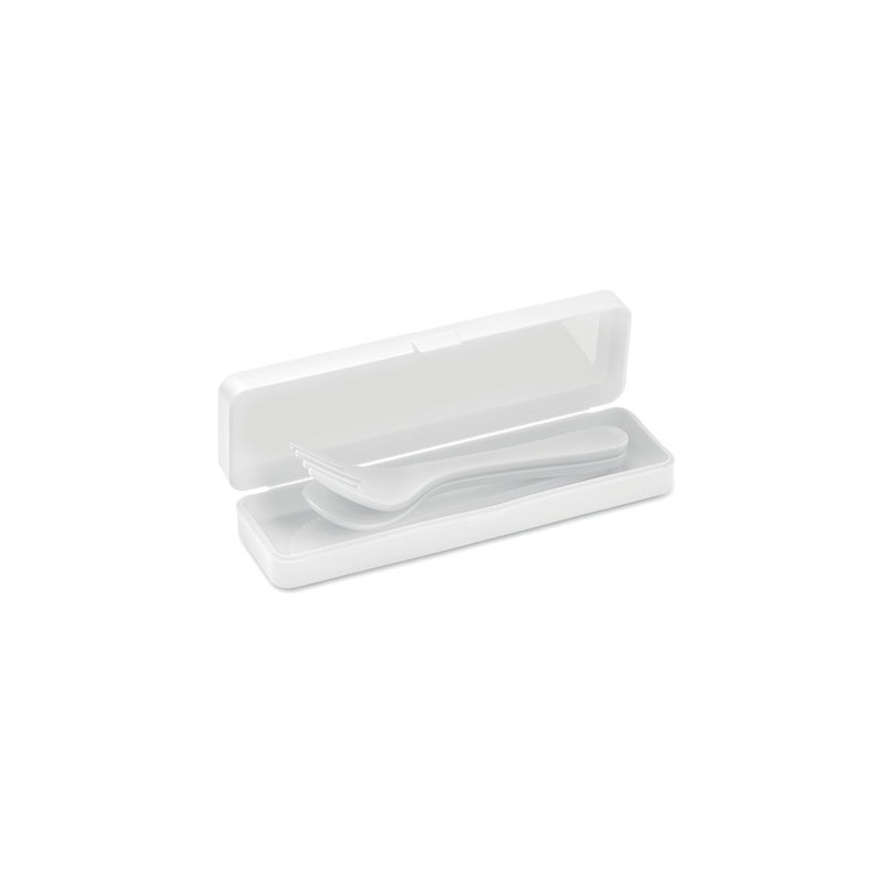 Set de Couverts Réutilisables Pratiques en PP Personnalisé RIGATA Matières : polypropylène (PP) Couleurs : blanc