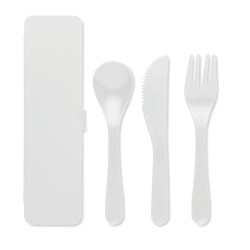 Set de Couverts Réutilisables Pratiques en PP Personnalisé RIGATA Matières : polypropylène (PP) Couleurs : blanc goodies entrepr
