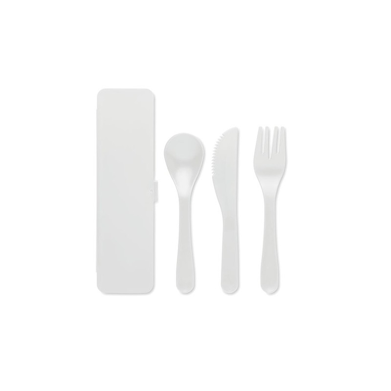 Set de Couverts Réutilisables Pratiques en PP Personnalisé RIGATA Matières : polypropylène (PP) Couleurs : blanc goodies entrepr