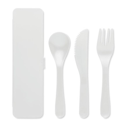 Set de Couverts Réutilisables Pratiques en PP Personnalisé RIGATA Matières : polypropylène (PP) Couleurs : blanc goodies entrepr