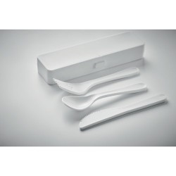 Set de Couverts Réutilisables Pratiques en PP Personnalisé RIGATA Matières : polypropylène (PP) Couleurs : blanc cadeau client o