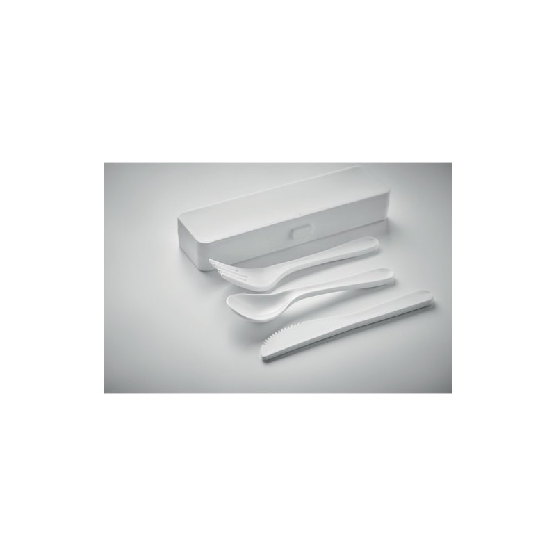 Set de Couverts Réutilisables Pratiques en PP Personnalisé RIGATA Matières : polypropylène (PP) Couleurs : blanc cadeau client o