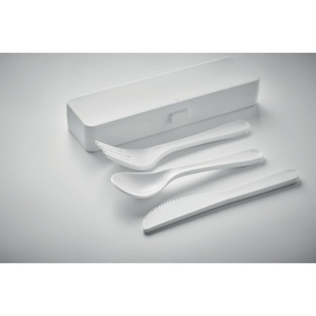 Set de Couverts Réutilisables Pratiques en PP Personnalisé RIGATA Matières : polypropylène (PP) Couleurs : blanc cadeau client o