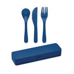 Set de Couverts Réutilisables Pratiques en PP Personnalisé RIGATA Matières : polypropylène (PP) Couleurs : bleu cadeau entrepris