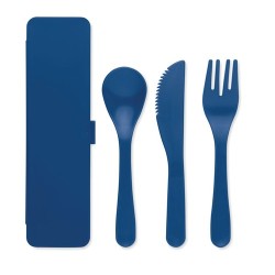 Set de Couverts Réutilisables Pratiques en PP Personnalisé RIGATA Matières : polypropylène (PP) Couleurs : bleu personnalisation