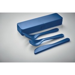 Set de Couverts Réutilisables Pratiques en PP Personnalisé RIGATA Matières : polypropylène (PP) Couleurs : bleu objet publicitai