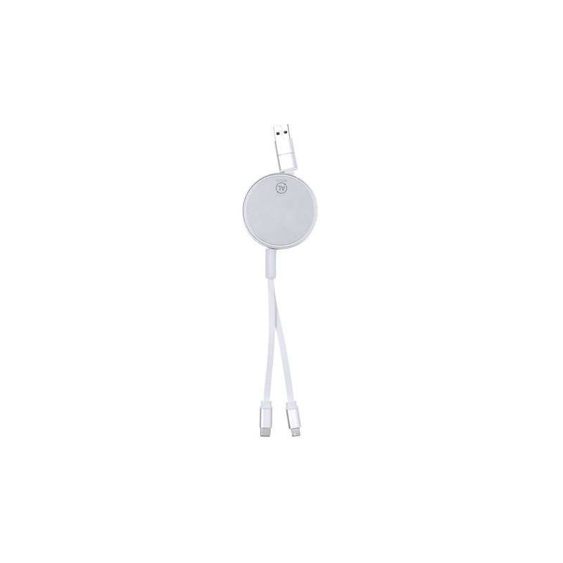 Câble de Charge Éco-responsable Personnalisé - Freud Matières : aluminium recyclé  Couleurs : bleu goodies entreprise design