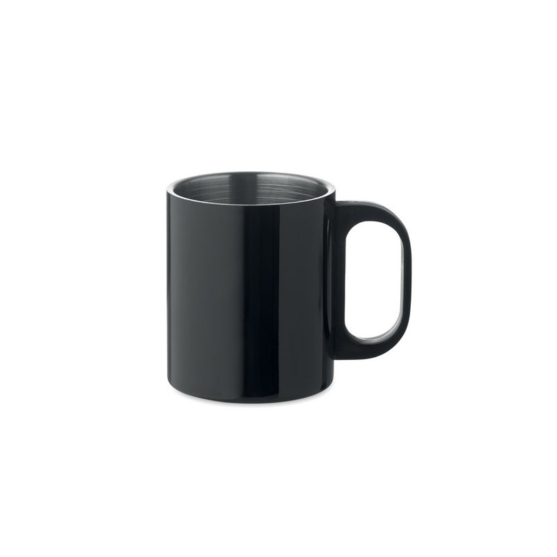 Mug double paroi personnalisé 300 ml idéal cadeau publicitaire TANISS Matières : acier inoxydable Couleurs : noir cadeau entrepr