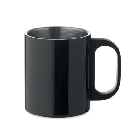 Mug double paroi personnalisé 300 ml idéal cadeau publicitaire TANISS Matières : acier inoxydable Couleurs : noir cadeau entrepr