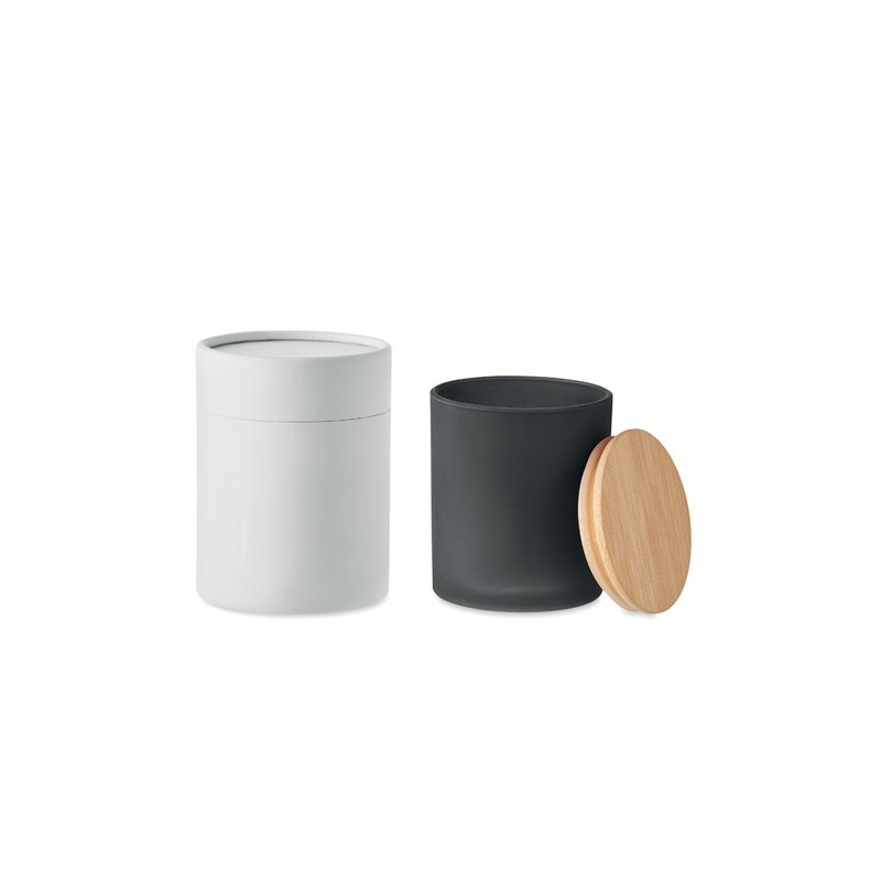 Bougie Éco-responsable en Cire Végétale 280 gr Personnalisée KEOPS Matières : verre Couleurs : noir cadeau collaborateur premium