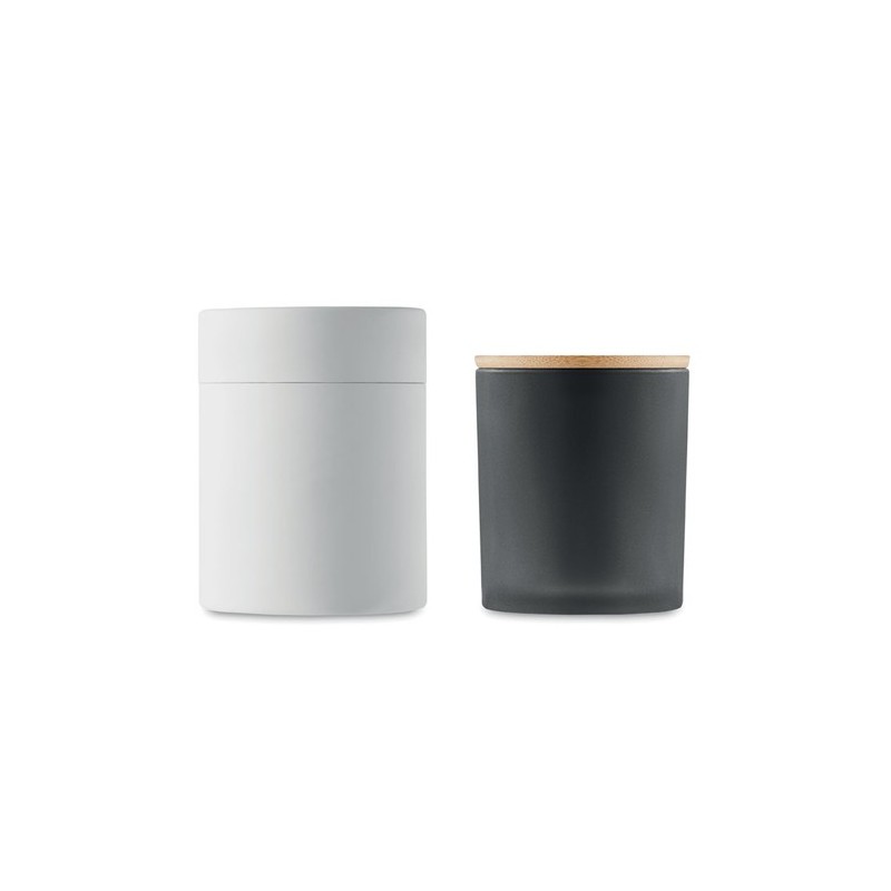 Bougie Éco-responsable en Cire Végétale 280 gr Personnalisée KEOPS Matières : verre Couleurs : noir impression logo haute qualit