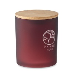 Bougie Éco-responsable en Cire Végétale 280 gr Personnalisée KEOPS Matières : verre Couleurs : bordeaux goodies publicitaire dur