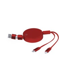 Câble de Charge Éco-responsable Personnalisé - Freud Matières : aluminium recyclé  Couleurs : rouge goodies publicitaire événeme
