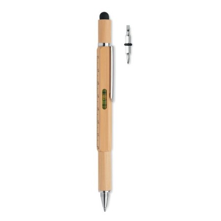 Stylo à bulle de niveau multifonction en bambou personnalisé TOOLBAM Matières : bambou Couleurs : bois