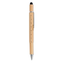 Stylo à bulle de niveau multifonction en bambou personnalisé TOOLBAM Matières : bambou Couleurs : bois cadeau entreprise pas che