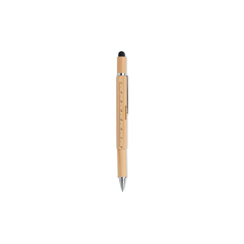 Stylo à bulle de niveau multifonction en bambou personnalisé TOOLBAM Matières : bambou Couleurs : bois cadeau entreprise pas che