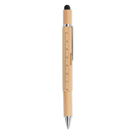 Stylo à bulle de niveau multifonction en bambou personnalisé TOOLBAM Matières : bambou Couleurs : bois cadeau entreprise pas che