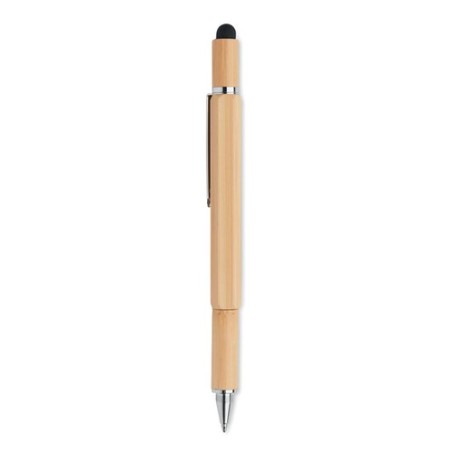 Stylo à bulle de niveau multifonction en bambou personnalisé TOOLBAM Matières : bambou Couleurs : bois goodies publicitaire évén