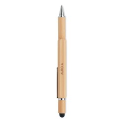 Stylo à bulle de niveau multifonction en bambou personnalisé TOOLBAM Matières : bambou Couleurs : bois marquage laser ultra préc