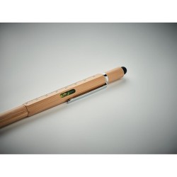 Stylo à bulle de niveau multifonction en bambou personnalisé TOOLBAM Matières : bambou Couleurs : bois objet promotionnel éco-re